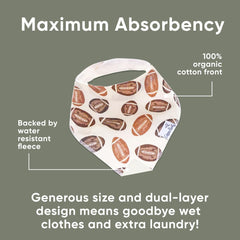 Copper Pearl Blitz bib absorption front layer demonstrates heavy drool handling and quick drying.