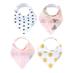 Copper Pearl blush set front knit bib protects outfits with soft cotton against drool