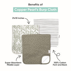 Copper Pearl burp cloth large three-layer construction closeup showing extra absorbency.