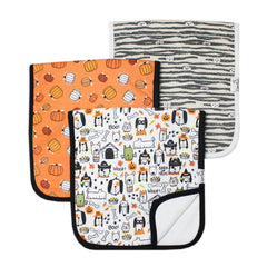 Copper Pearl burp cloth large Bones 3-pack on display for newborn feeding protection.