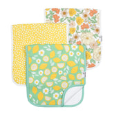 Copper Pearl burp cloths Lemon Set packaged for gifting and everyday baby care