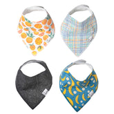 Copper Pearl Citrus Bibs front view demonstrates absorbent protection for messy mealtimes