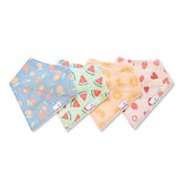 Copper Pearl Clementine bandana bib front view shows fashion-forward design and drool absorption.