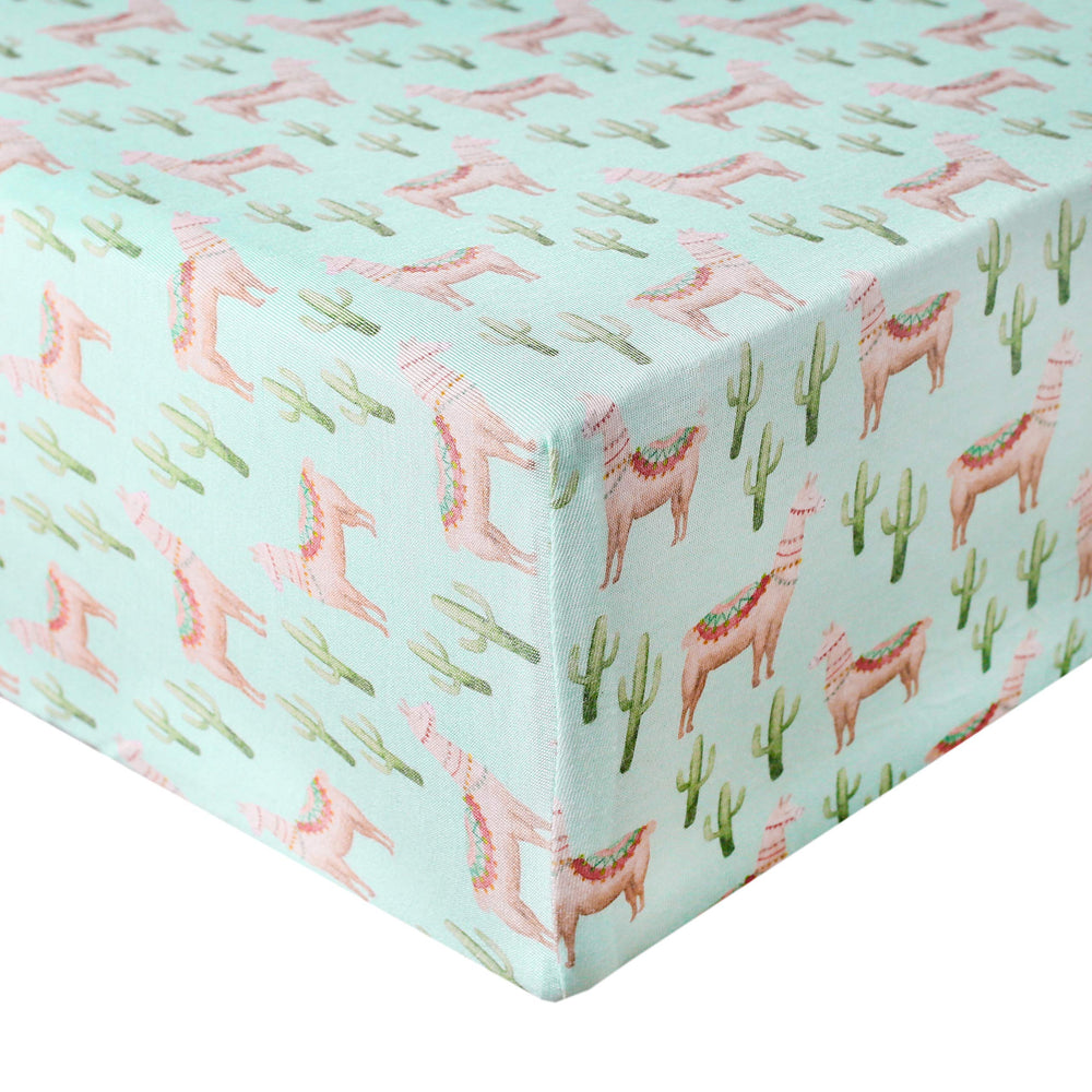 Copper Pearl Cusco knit crib sheet folded showing soft premium fabric for baby comfort