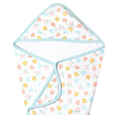 Copper Pearl Daisy hooded towel for newborns with warm, absorbent hug after bath.