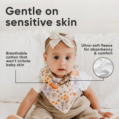 Copper Pearl Eden bib water-resistant lining adds mess protection during meals
