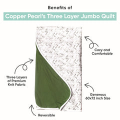 Copper Pearl jumbo 3-layer blanket fern folded neatly for versatile lounging.