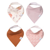 Copper Pearl Ferra bib 4-pack front view highlighting ultra-soft cotton and protective drool coverage.