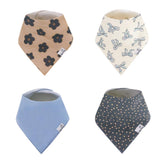 Copper Pearl Gemma tan bandana bib front view; stylish and absorbent front knit, keeps outfits clean.