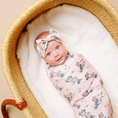 Copper Pearl gift packaging headband, ready as a baby shower gift.