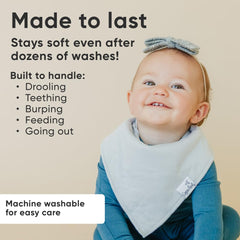 Copper Pearl Gray Basics bibs adjustable snaps demonstrate secure newborn-to-toddler fit