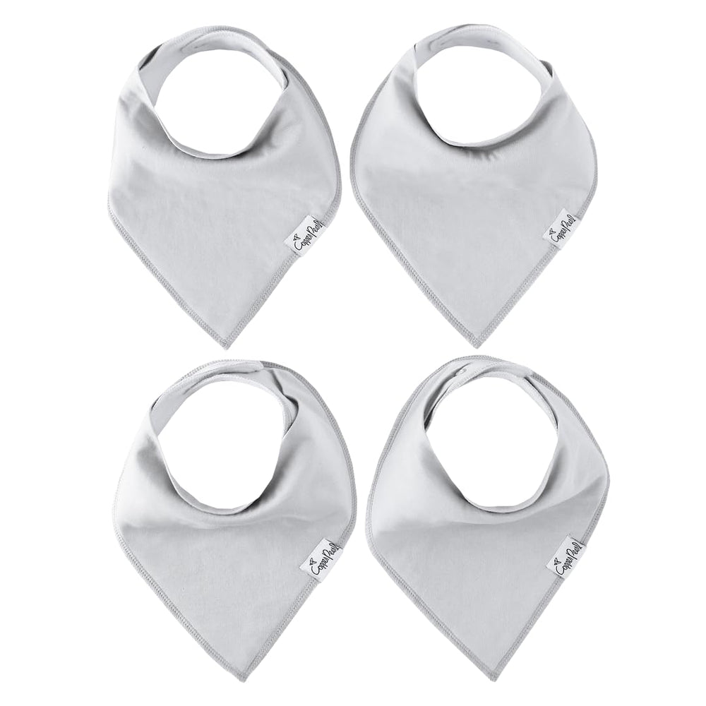 Copper Pearl Gray Basics bibs pack front shows stylish drool protection for everyday wear