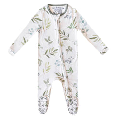Copper Pearl Haven zip-up footie pajama front view showing ultra soft fabric for comfort