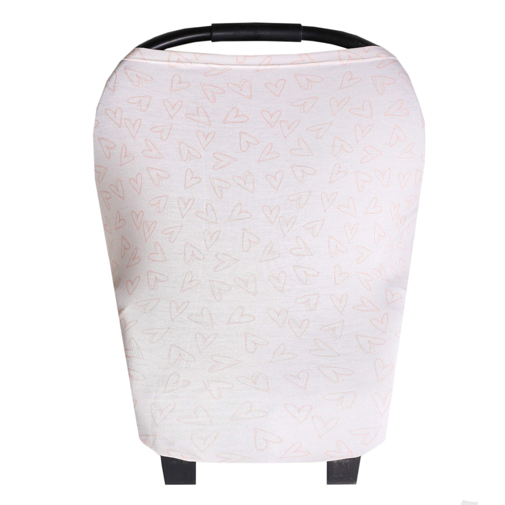 Copper Pearl Lola car seat cover provides versatile protection for wind and bright light on go-to outings.