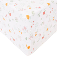 Copper Pearl Mabel crib sheet folded to show premium knit fabric and soft texture.