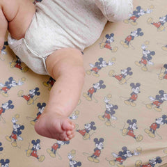 Copper Pearl Mickey Mouse sheet adds modern nursery style to any crib display.