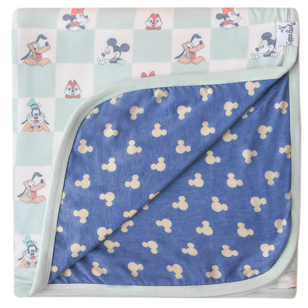 Copper Pearl Mickey Mouse Friends quilt large 46x46 ready for growing baby swaddling.