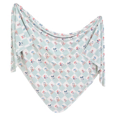 Copper Pearl Mickey Mouse & Friends swaddle blanket front view shows soft knit fabric for cozy newborn swaddling