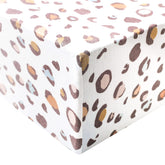 Copper Pearl Millie premium knit crib sheet closeup shows soft fabric and breathable weave.
