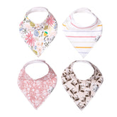 Copper Pearl olive bib on baby demonstrates soft cotton comfort and drool protection.