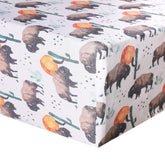 Copper Pearl premium knit crib sheet in bison closeup shows soft texture for baby comfort