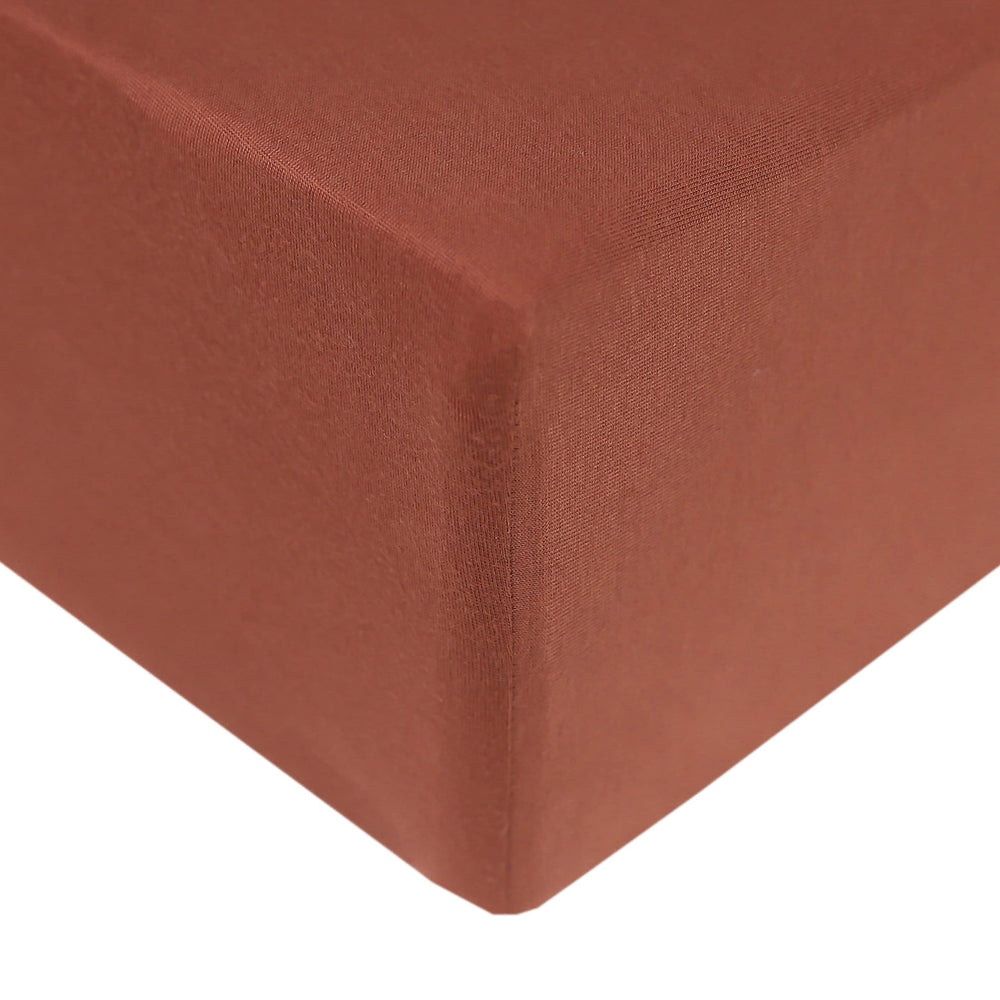 Copper Pearl Premium Knit Baby Crib Sheets Moab close-up shows ultra-soft knit fabric