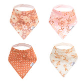 Copper Pearl Rue bibs front view showing stylish, absorbent protection for drool during teething.