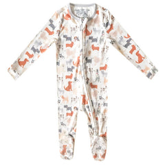 Copper Pearl Rufus zip-up footie pajamas front view for cozy sleep and easy dressing