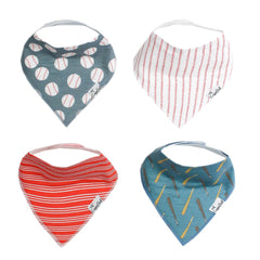 Copper Pearl Slugger 4-pack bibs β absorbent protection for drool and teething messes.