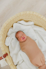 Copper Pearl swaddle blanket pecan open layout shows generous 46x46 inches.