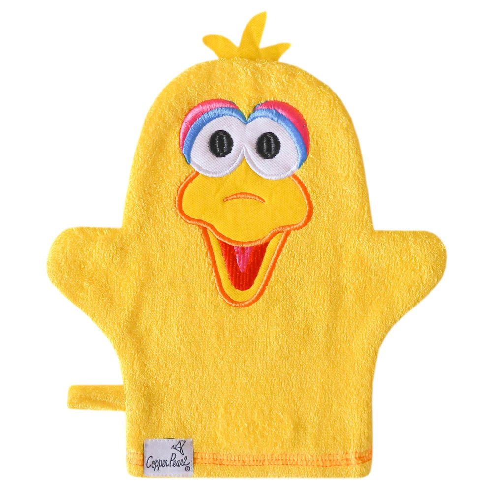 Copper Pearl wash mitt ultra-soft bamboo fabric for gentle baby cleansing.