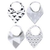 Copper Pearl Wild Set bibs with knit front provide stylish, absorbent drool protection for mess-free outfits.
