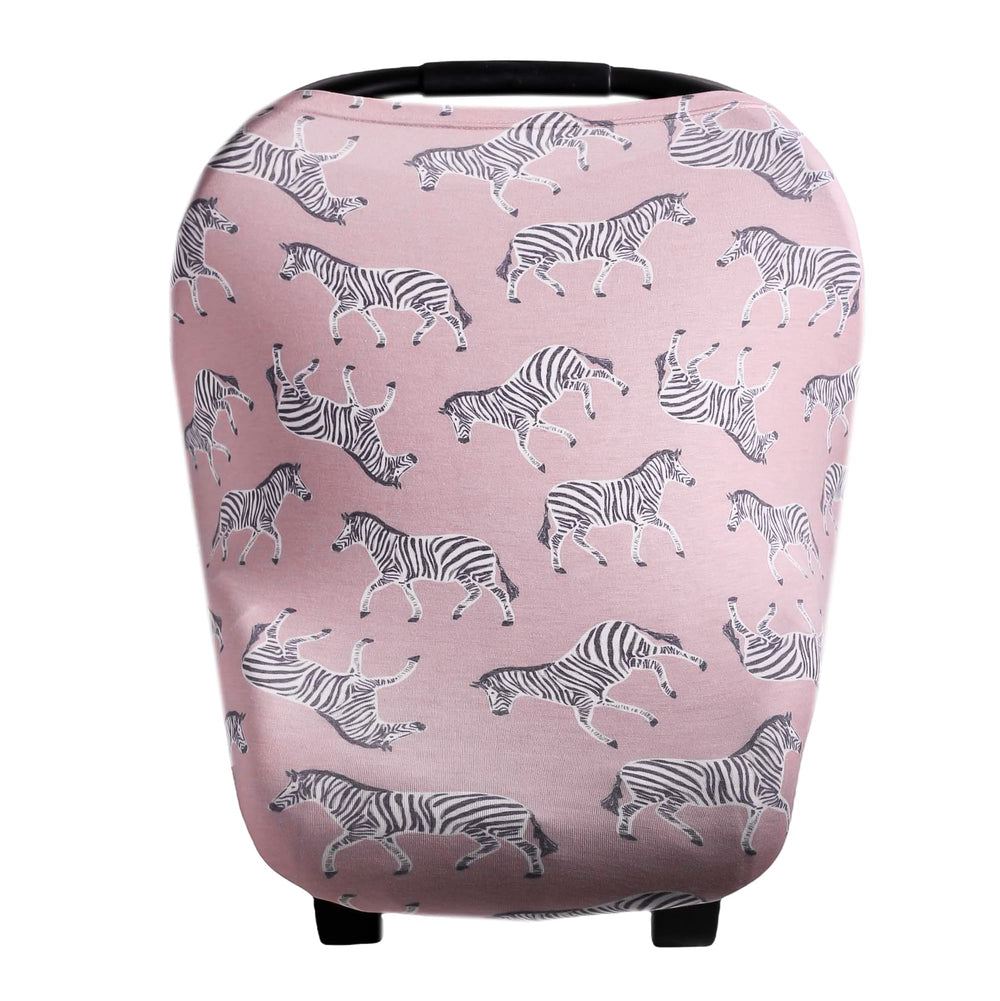 Copper Pearl Zella cover on car seat with sun protection and easy access.