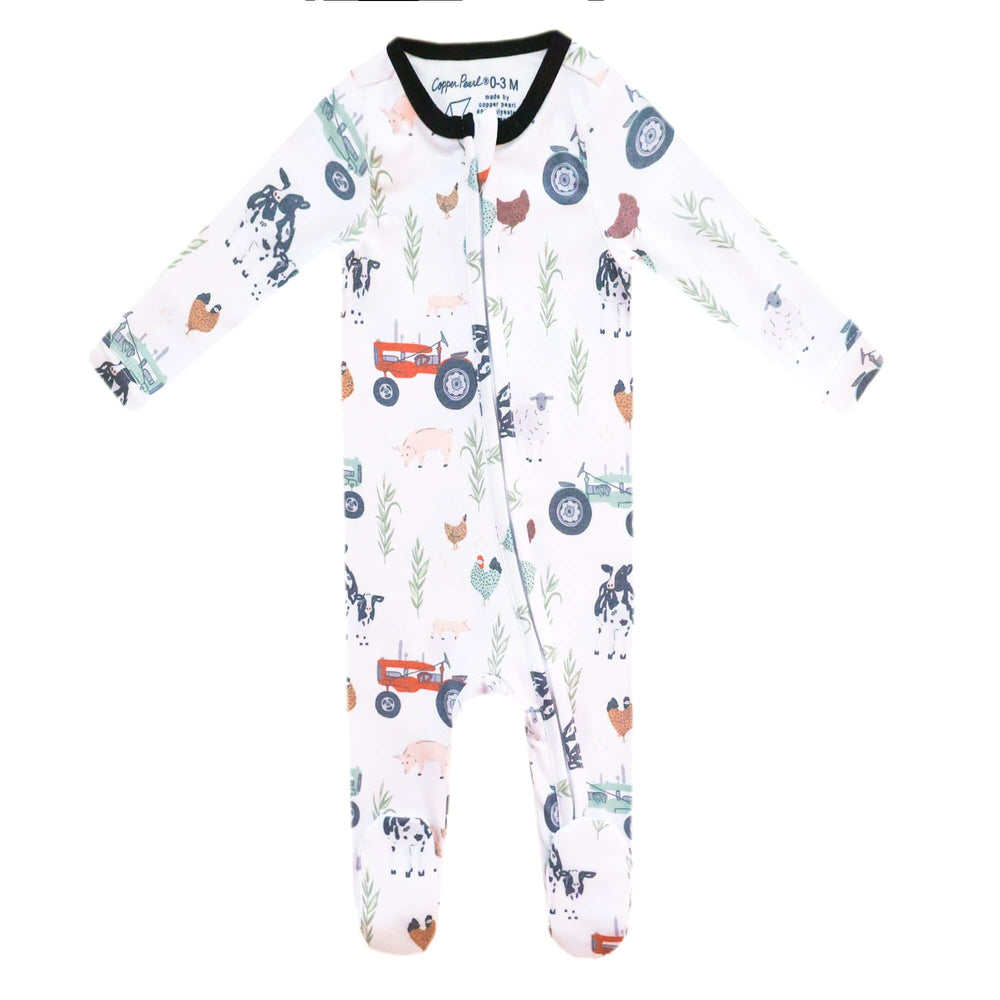 Copper Pearl zip-up footie pajamas knit fabric close-up shows ultra-soft, breathable comfort.