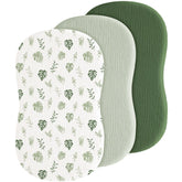 Coreeky baby muslin bassinet sheet leaf green pack—three sheets for easy nursery changes