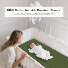 Coreeky muslin bassinet sheets leaf green folded neatly for easy care