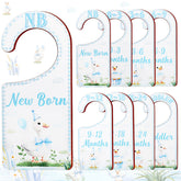 Corner Lace baby closet dividers with blue goose motif organize newborn to toddler clothing