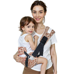 COSDIG coral leopard-print baby carrier front view for hands-free comfort