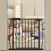 COSEND baby gate wide entrance demonstrates one-handed use for quick access.