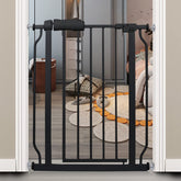COSEND Narrow Baby Gate doorway setup demonstrates tool-free tension mounting for doorways.