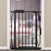 COSEND narrow walk-through gate closed view, sturdy steel barrier for kids and pets