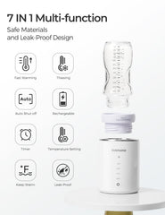 Cosmama with feeding bottle kit shown, ready for quick bottle warming anywhere.