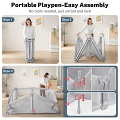 Cosola baby playpen frame and suction cups demonstrate sturdy safety for setup.