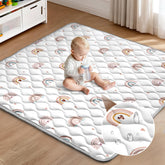 Cosovia Baby Play Mat Rainbow provides spacious tummy time area on Wood floor