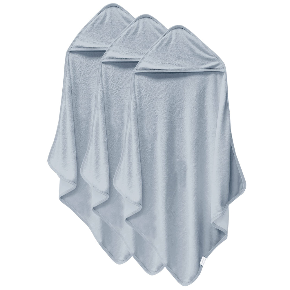 Cosy Family baby hooded towel gray folded, plush and highly absorbent for cozy bath time.
