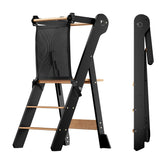 COSYLAND foldable toddler kitchen stool, compact storage for small kitchens.