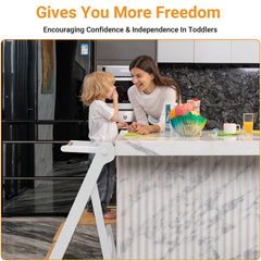 COSYLAND foldable toddler standing tower folded for compact storage in small kitchens
