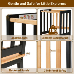 COSYLAND kids kitchen step stool in black finish supports independent tasks at home.