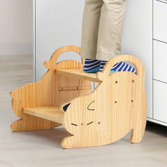 Cosyland kids step stool with handle shown in side view for stable transfers