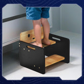 COSYLAND robot stool face in natural finish supports potty training and imaginative play